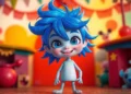 blue haired cartoon characters