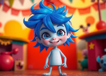blue haired cartoon characters